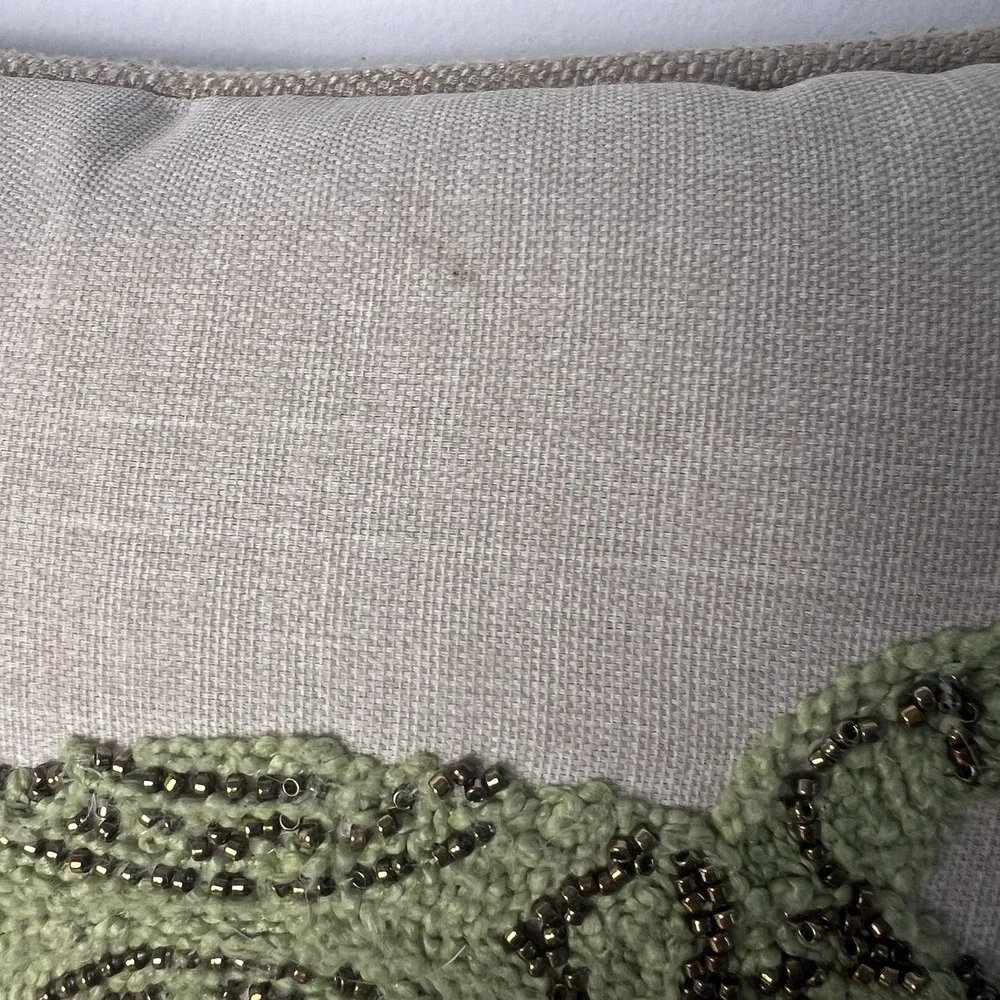 Pier 1 Imports Beaded Embroidered Lizard Gecko Lumbar Pillow 19x10 Boho Decor